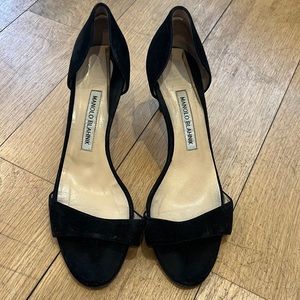 Manolo Blahnik vintage suede open toe heel